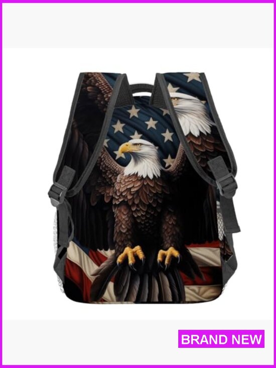 Polyester Daypack Backpack with Eagle Print Lightweight School Travel Casual main image 4